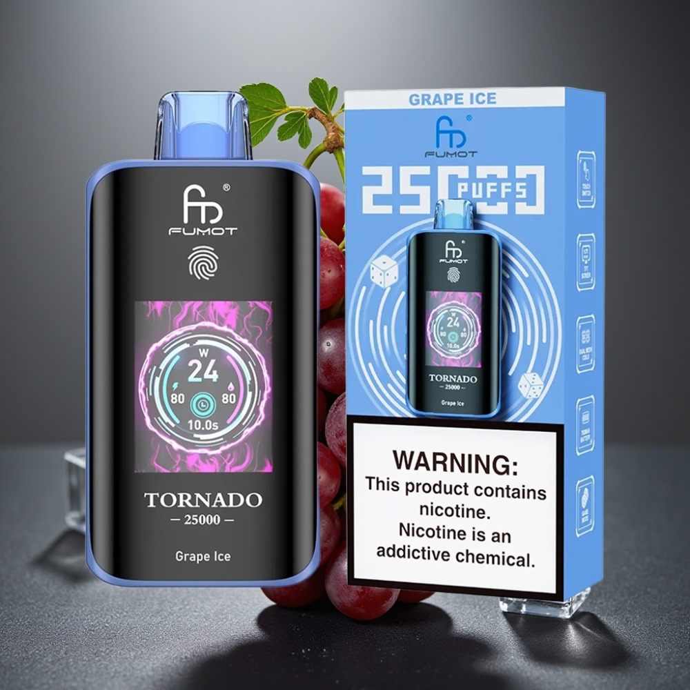 Fumot Tornado 25000 Puffs Enkratni Vape Ledeni Grozd z HD zaslonom in 700mAh baterijo