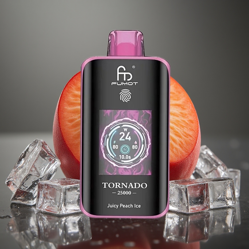 Fumot Tornado 25000 Puffs Sodobno E-cigareta Sočna Breskva Led z HD zaslonom in 700mAh baterijo