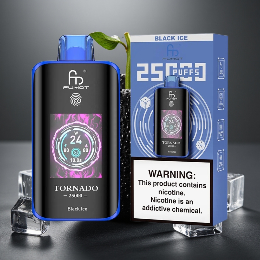 Fumot Tornado 25000 Puffs Črni Led HD Screen 20ml