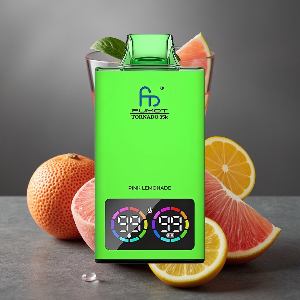 Fumot Tornado 35K Enkratna Vapa Rožnati Limonadi z Dual Mesh Coil in E-liquid Indicator