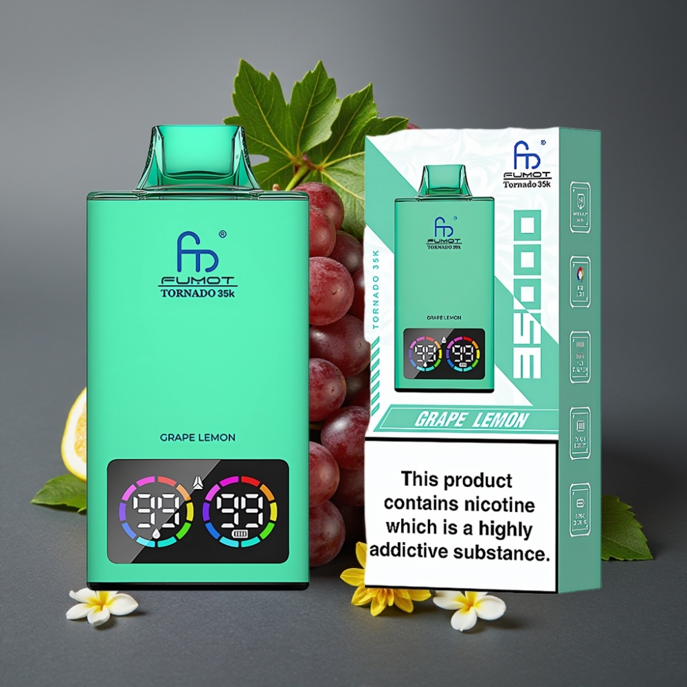 Fumot Tornado 35K Enkratna Vape Grozdje Limona z Dual Mesh Coil in 15ml E-juice