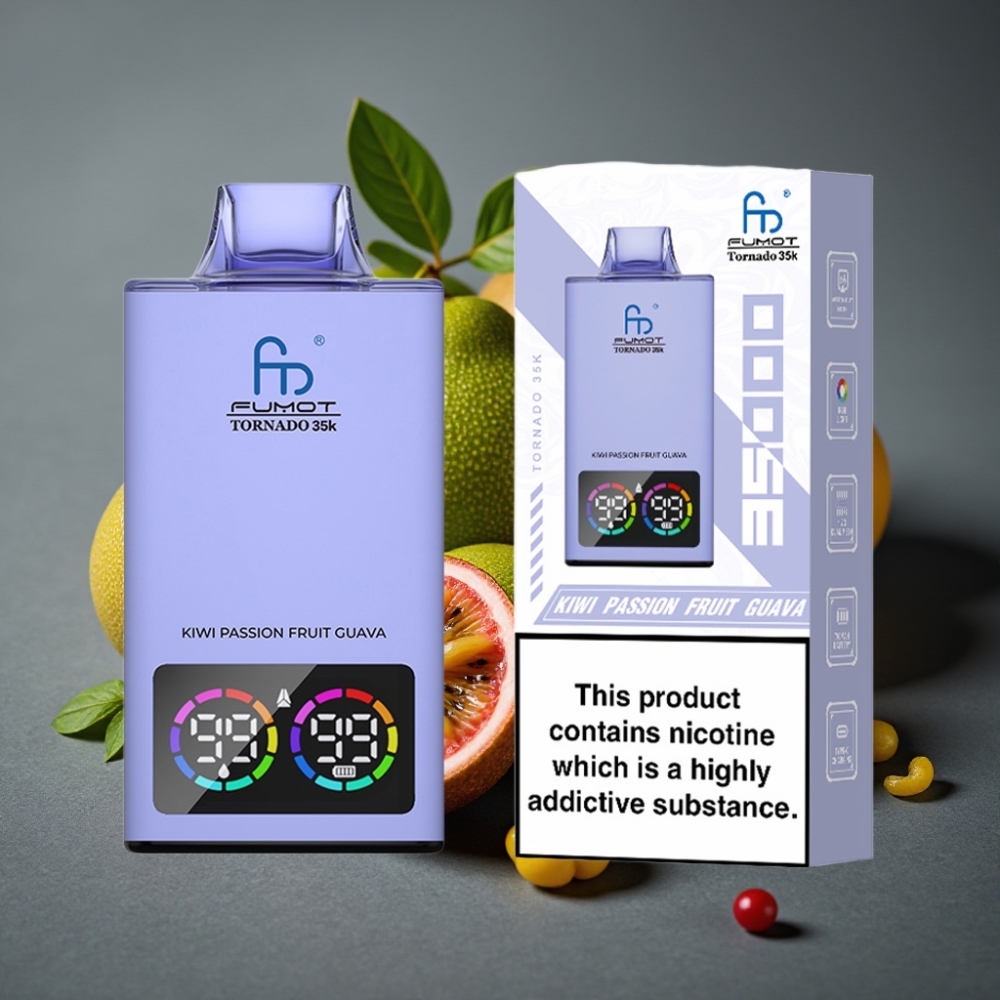 Fumot Tornado 35K Enkratna Vape Kivi Pasijonka Guava z Dual Mesh Coil in RGB Lučmi