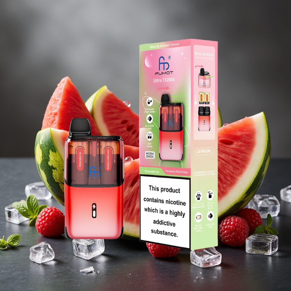 Fumot Ultra T32000 Enkratna Vapa Lubenika Led - Malina Lubenika z 24ml E-tekočine in 800mAh Baterijo