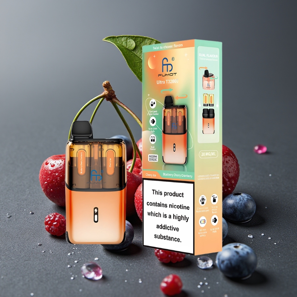 Fumot Ultra T32000 Enkratna Vape Borovnica Češnja Brusnica - Češnjev Led z 24ml E-tekočine in 800mAh Baterijo