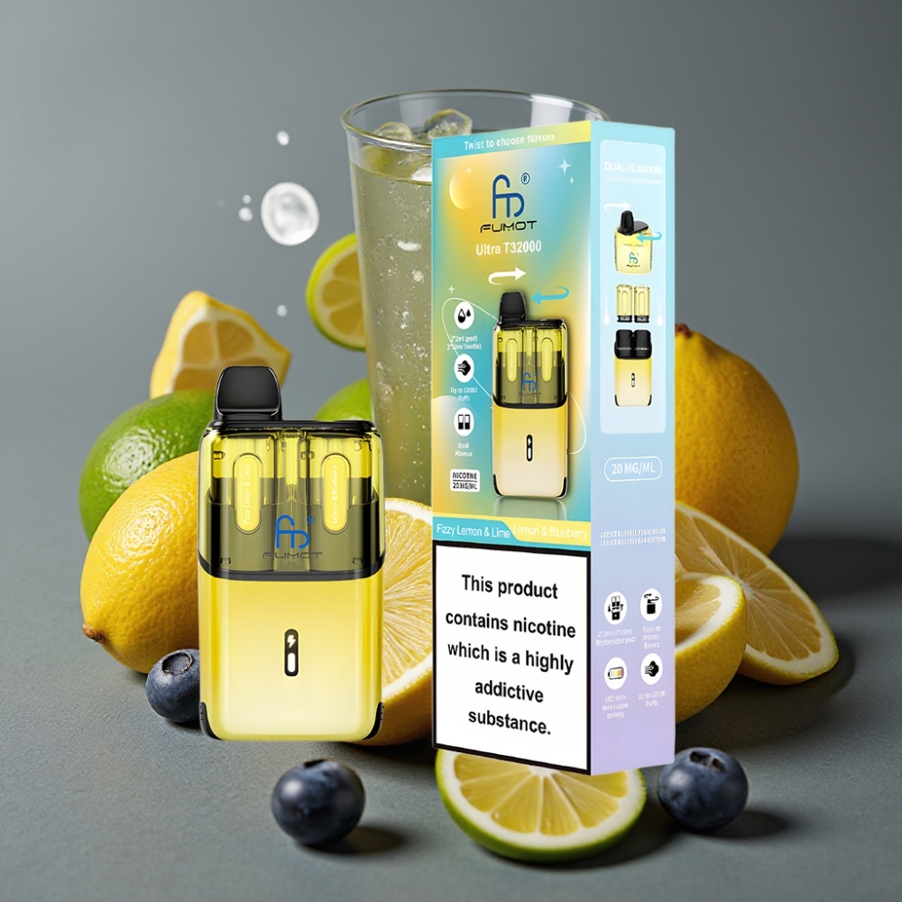 Fumot Ultra T32000 Enkratna Vape Gazirana Limona & Limeta - Limona & Borovnica