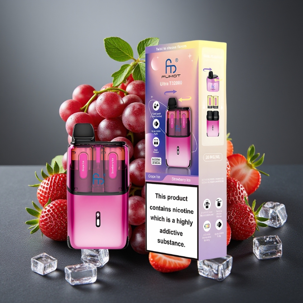 Fumot Ultra T32000 Enkratna Vape Ledeno Grozdje - Ledena Jagoda z 800mAh Baterijo