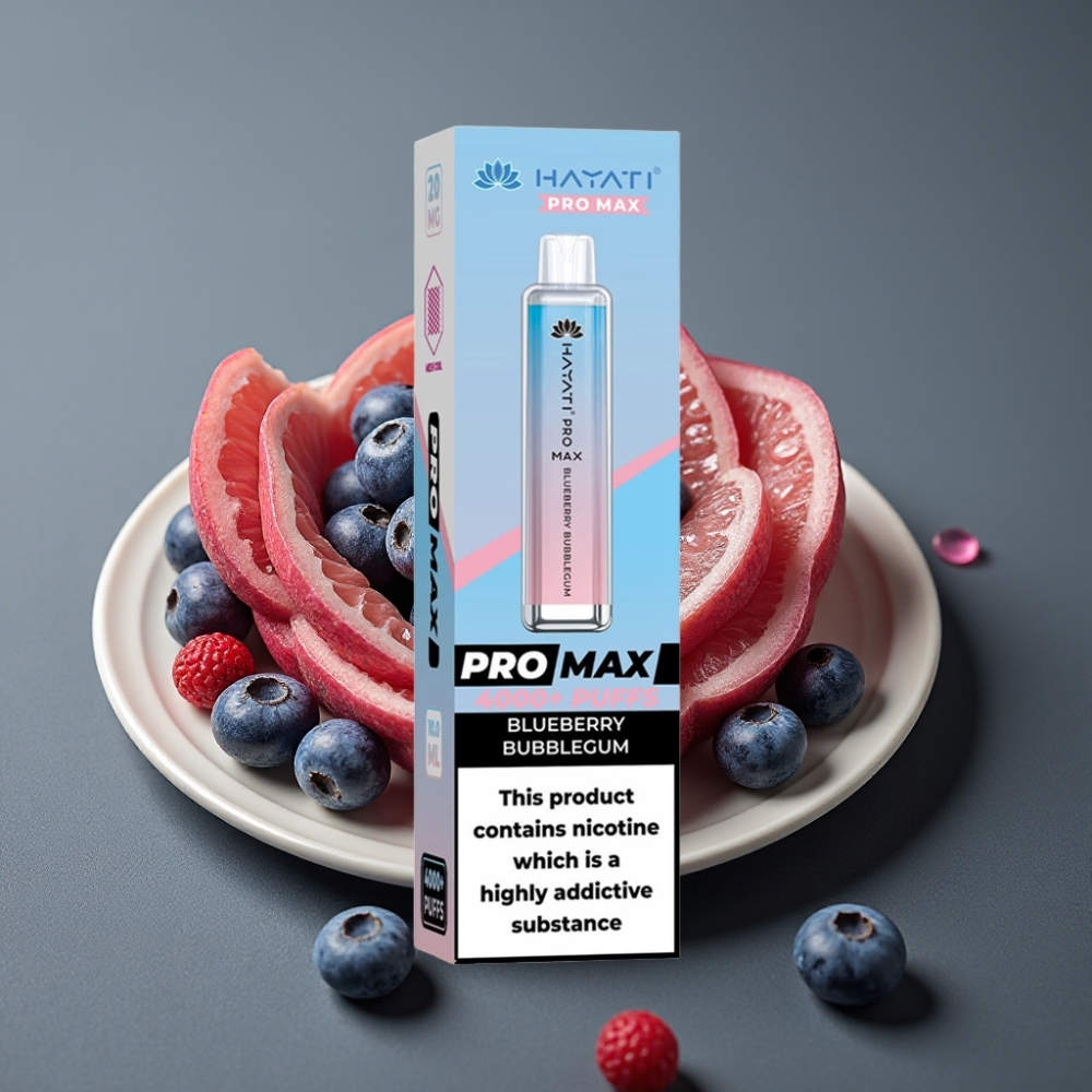 Hayati Pro Max 4000 Puffs Enkratna Vape Borovnični Bubblegum in Crystal