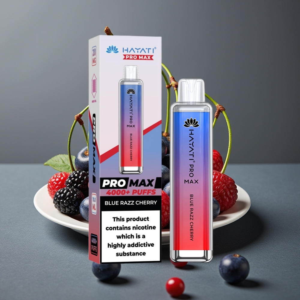 Hayati Pro Max 4000 Puffs Enkratna Vape Modra Malina Češnja