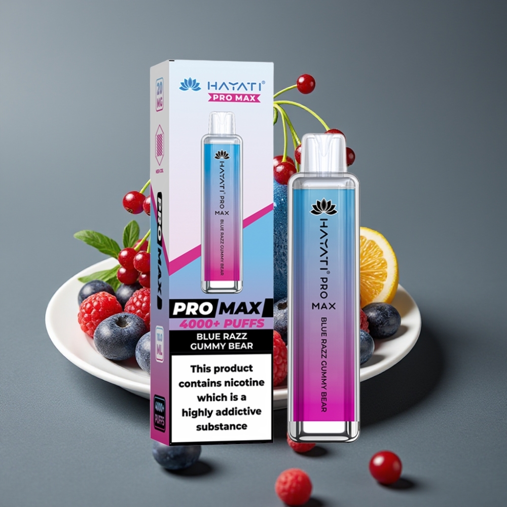 Hayati Pro Max 4000 Puffs Enkratna Vape Modra Razz Gumi Medved
