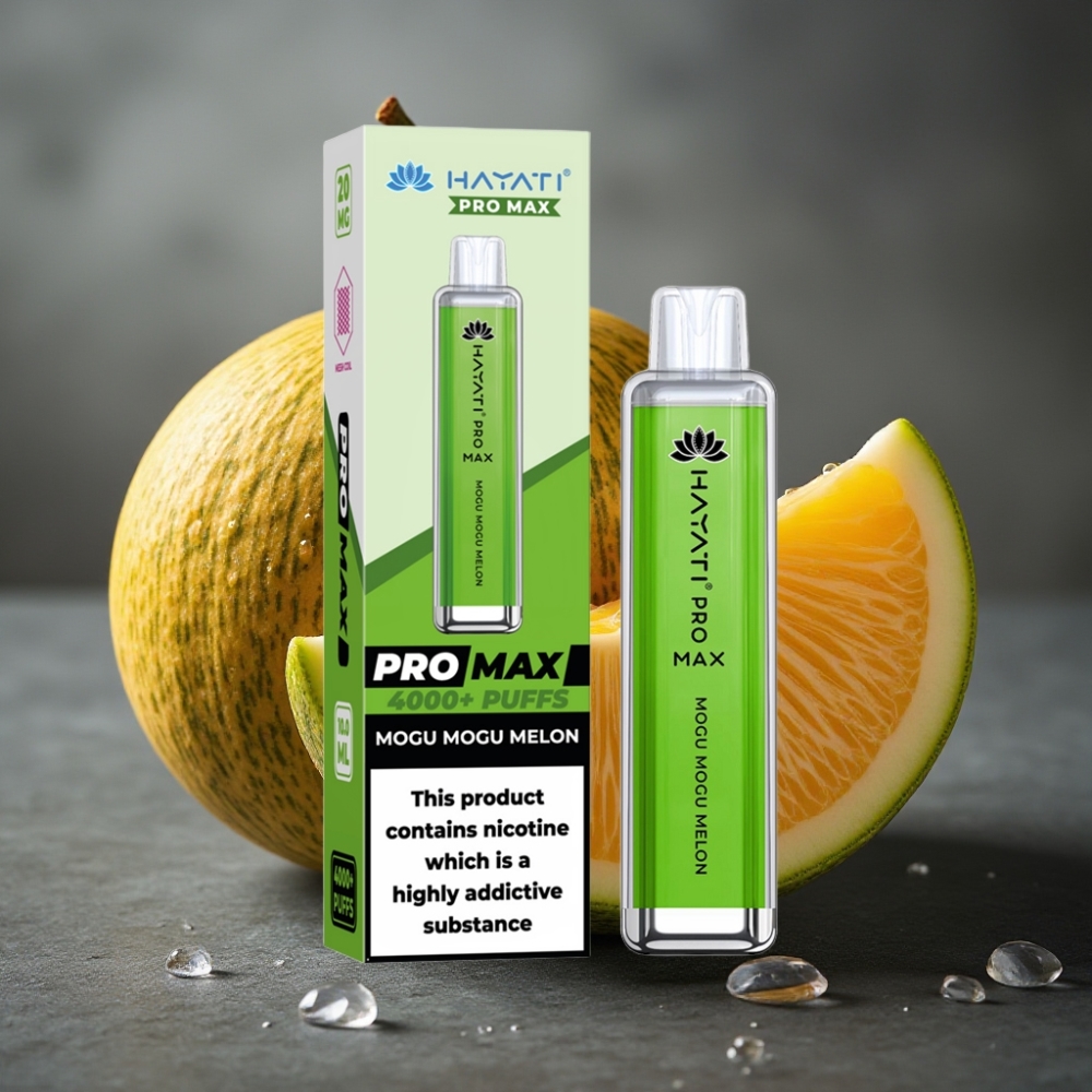 Hayati Pro Max 4000 Puffs Enkratna Vape Mogu Mogu Melon