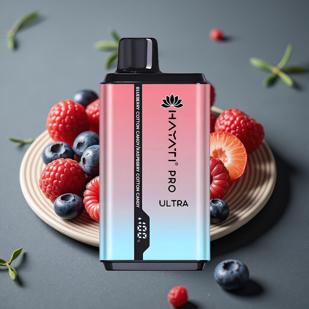 Hayati Pro Ultra 15000 Puffs Enkratna Vape Borovnica Sladkorna Vata Malina Sladkorna Vata 850mAh