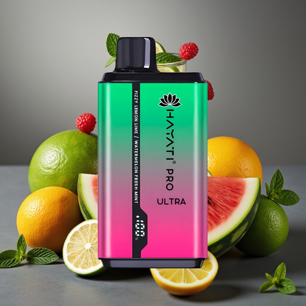 Hayati Pro Ultra 15000 Puffs Enkratna Vape Gazirana Limona & Laim Melona Sveža Meta 850mAh
