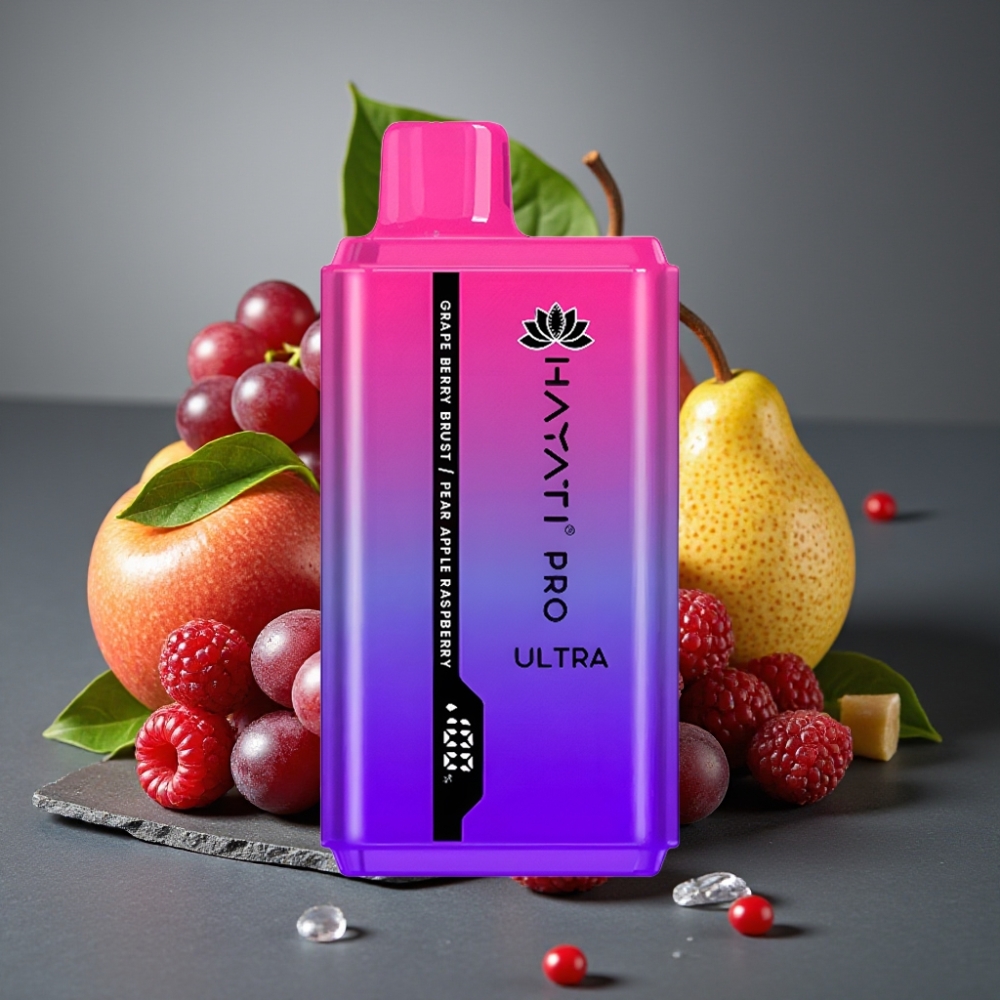 Hayati Pro Ultra 15000 Puffs Enkratna Vape Grozdje Jagoda Hruška Jabolko Malina