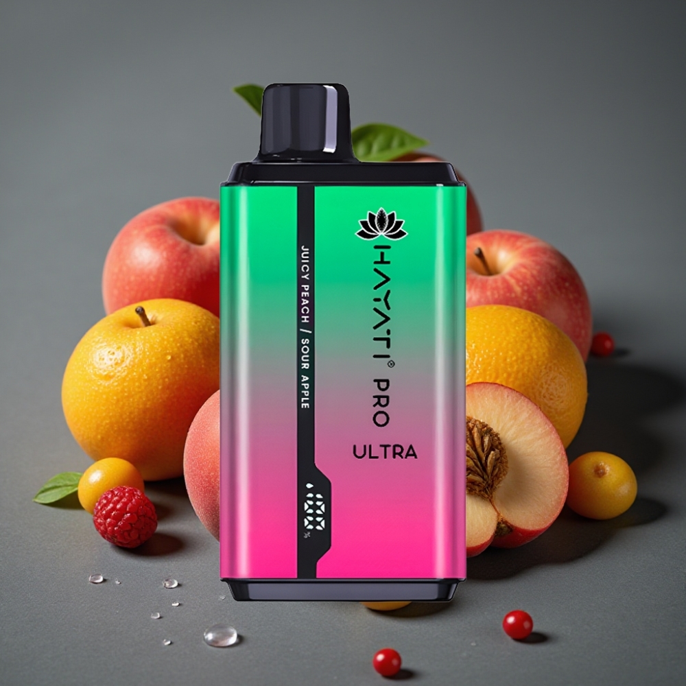 Hayati Pro Ultra 15000 Puffs Enkratna Vape Kislo Jabolko Sočna Breskev