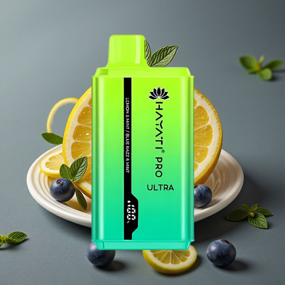 Hayati Pro Ultra 15000 Puffs Enkratna Vape Limona & Meta Modra Malina & Meta