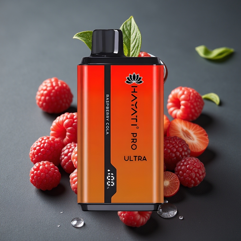 Hayati Pro Ultra 15000 Puffs Enkratna Vape Malinova Kola 2×12ml