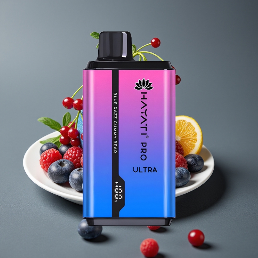 Hayati Pro Ultra 15000 Puffs Enkratna Vape Modra Malina Gumi Medved