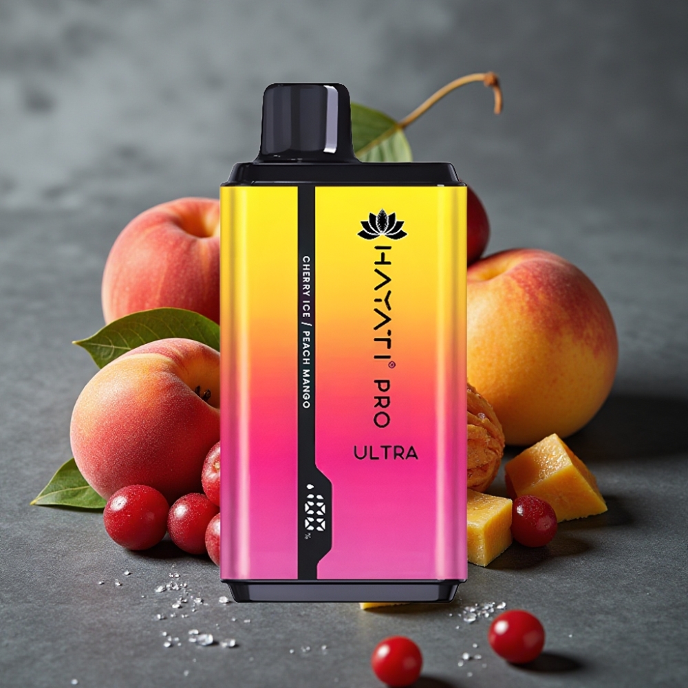 Hayati Pro Ultra 15000 Puffs Enkratna Vape Češnja Led Breskev Mango 2×12ml