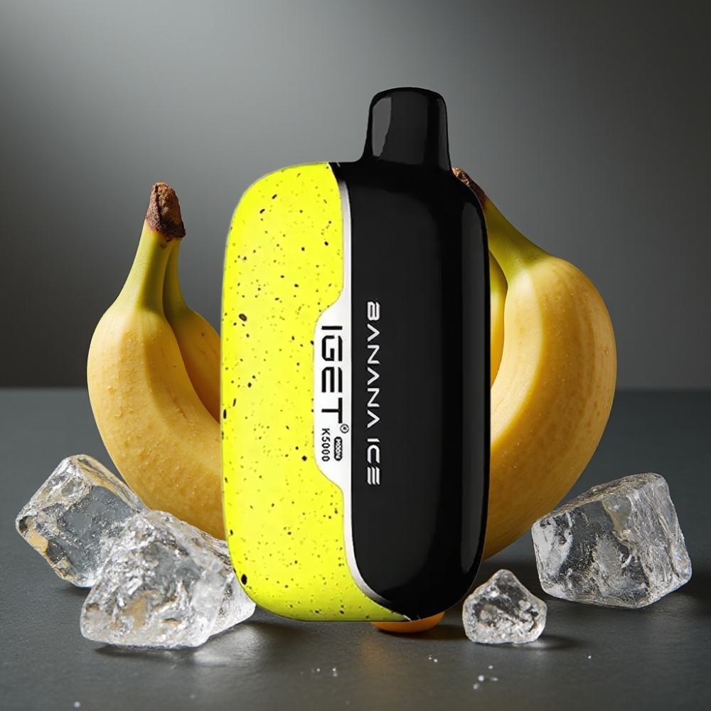 IGET Moon K5000 Puffs Enkratna Vapa Banan Led s 5000 Puffi in 1.35 Ohm Mesh Coil