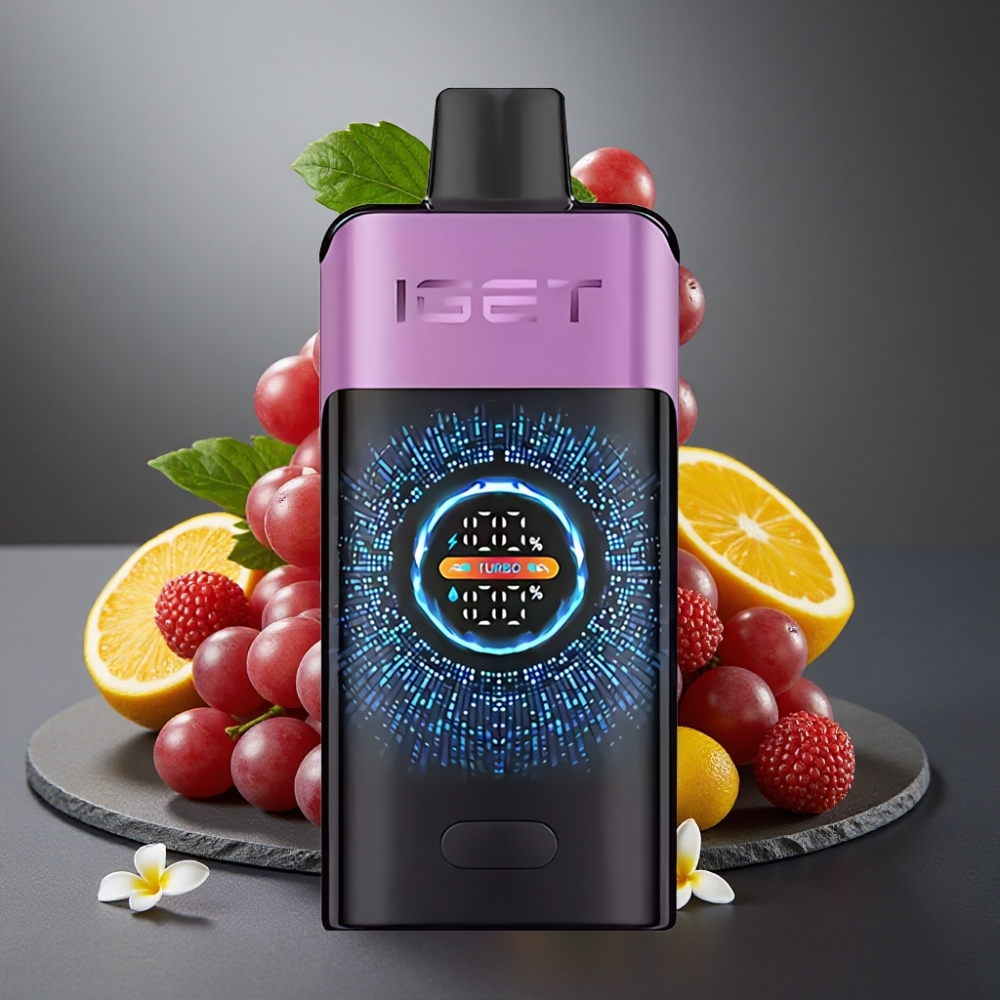 IGET ONE 12000 Puffs Enkratna Vape Chupa Chups Grozdje z zaslonom in 2700 mAh baterijo